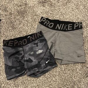 Nike Women's Gray and Black Camo Shorts